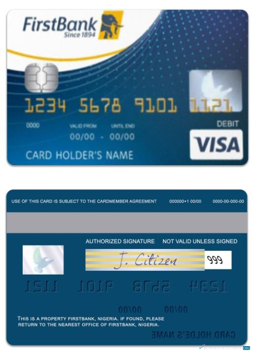 Professionelle Herunterladen Nigeria FirstBank Visa Debit Karte Photoshop Vorlage