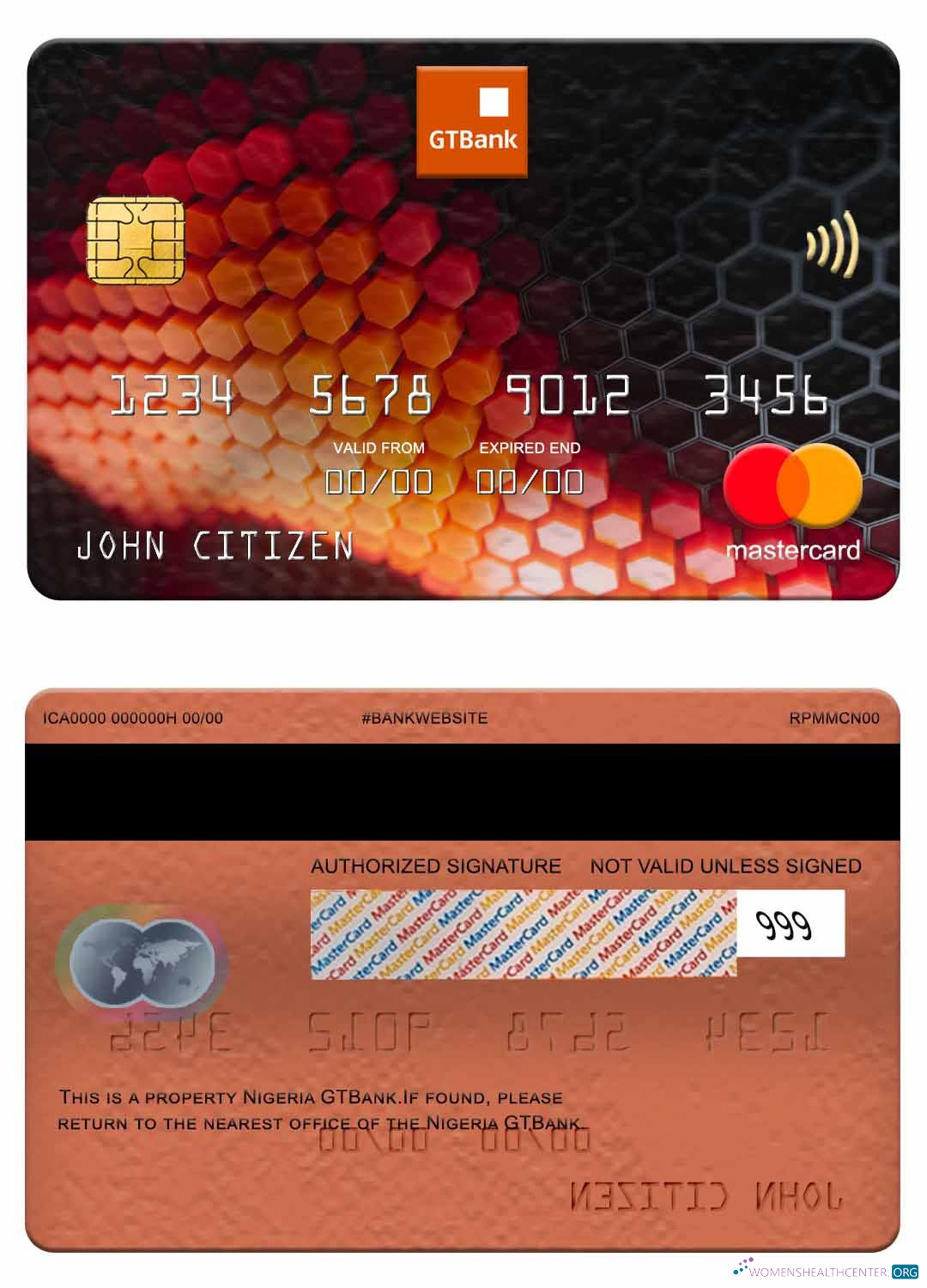 Editierbare Herunterladen Nigeria GTBank Mastercard Photoshop Vorlage