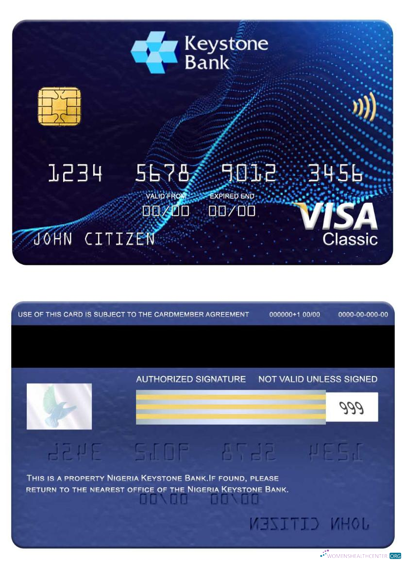 Editierbare Herunterladen Nigeria Keystone Bank Visa Classic Karte Photoshop Vorlage