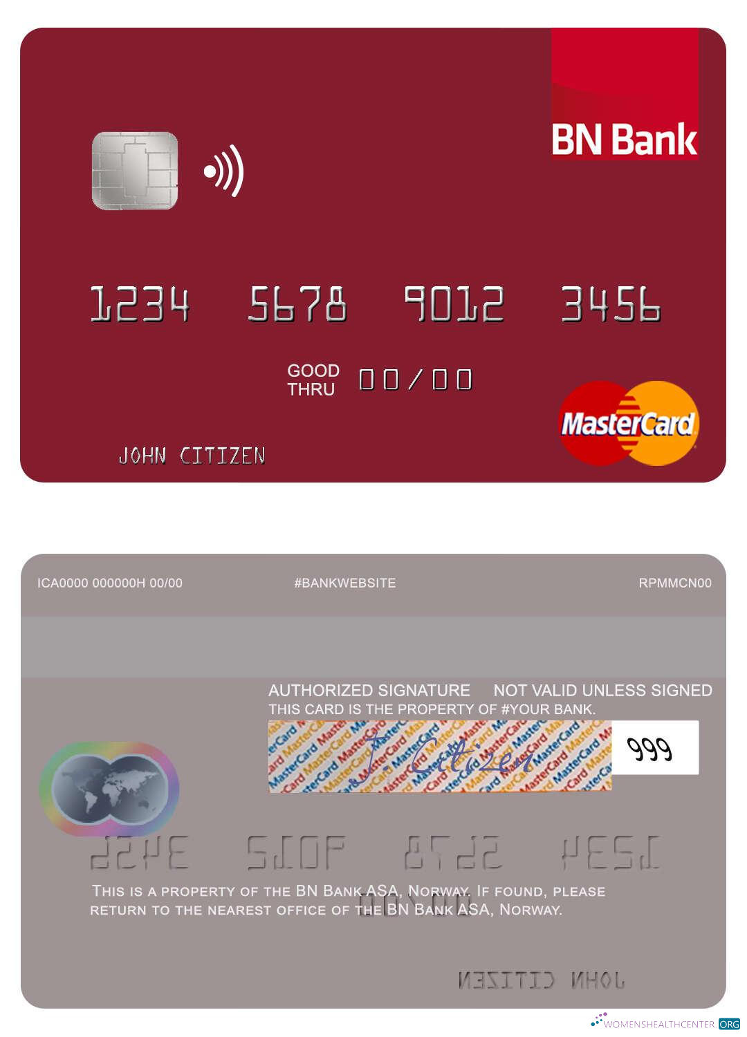 Editierbare Herunterladen Norwegen BN Bank ASA Mastercard Photoshop Vorlage