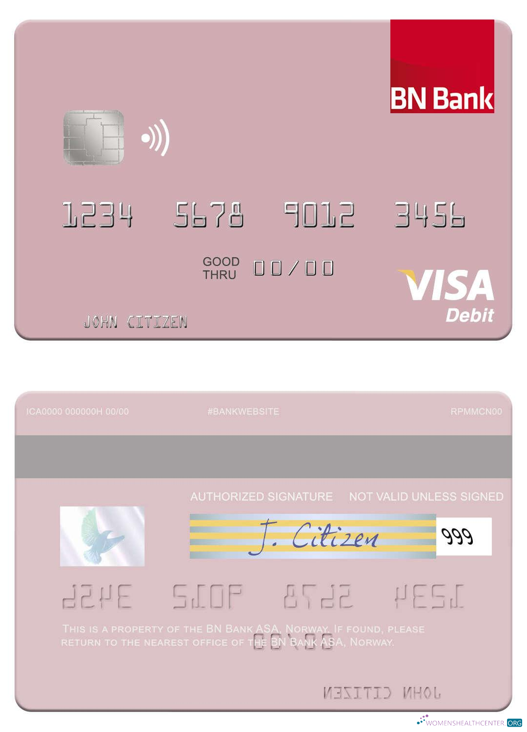 Professionelle Herunterladen Norwegen BN Bank ASA Visa Debit Karte Photoshop Vorlage