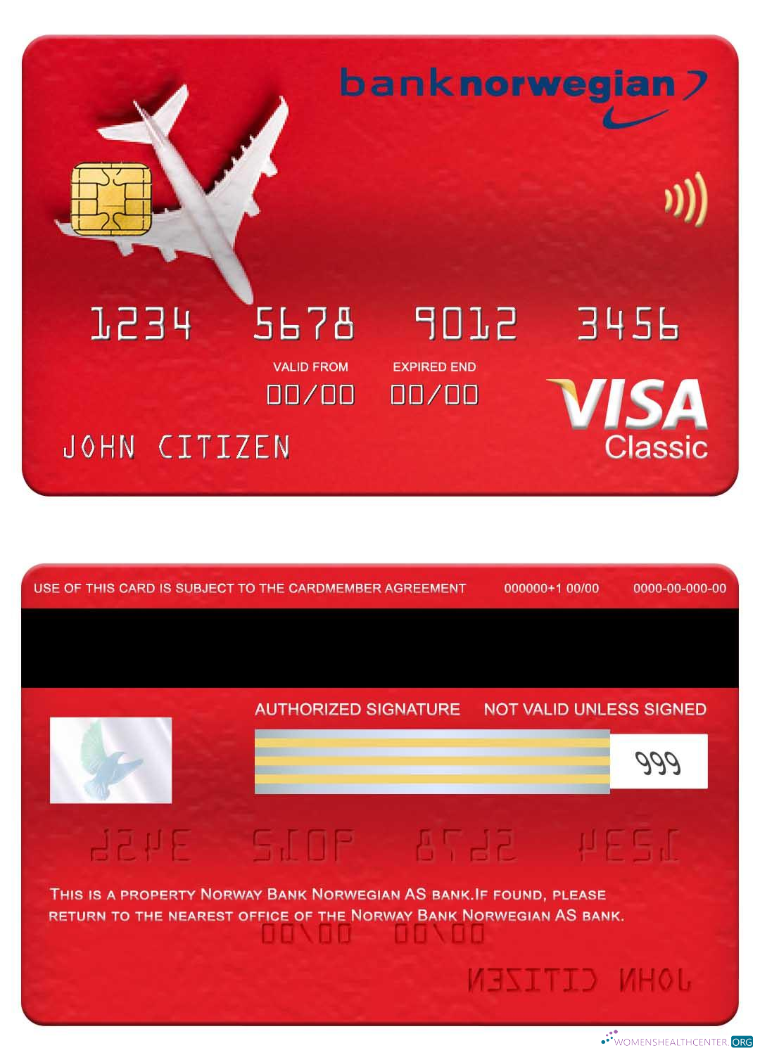 Professionelle Herunterladen Norwegen Bank Norwegian AS Bank Visa Classic Karte Photoshop Vorlage