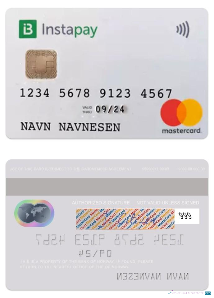 Realistische Herunterladen Norwegen Bank von Norwegen Instapay Mastercard Photoshop Vorlage