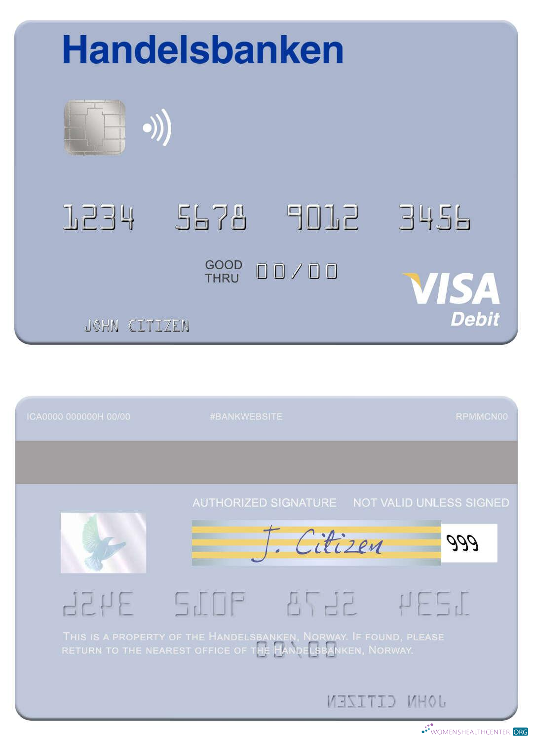 Professionelle Herunterladen Norwegen Handelsbanken Visa Debit Karte Photoshop Vorlage