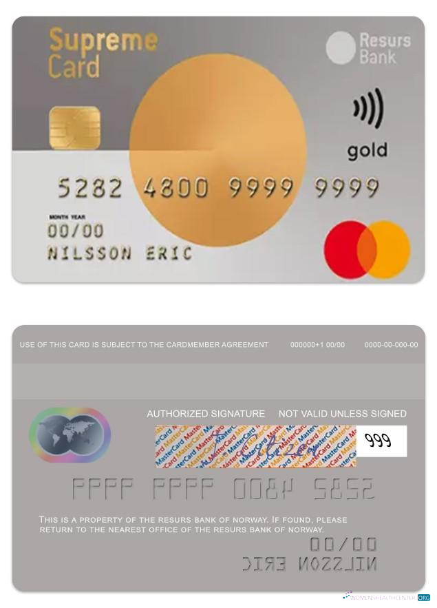 Editierbare Herunterladen Norwegen Resurs Bank Supreme Gold Karte Photoshop Vorlage