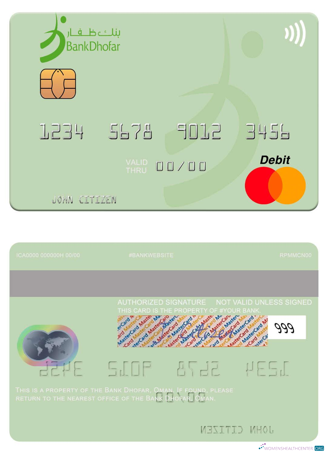Realistische Herunterladen Oman Bank Dhofar Mastercard Photoshop Vorlage