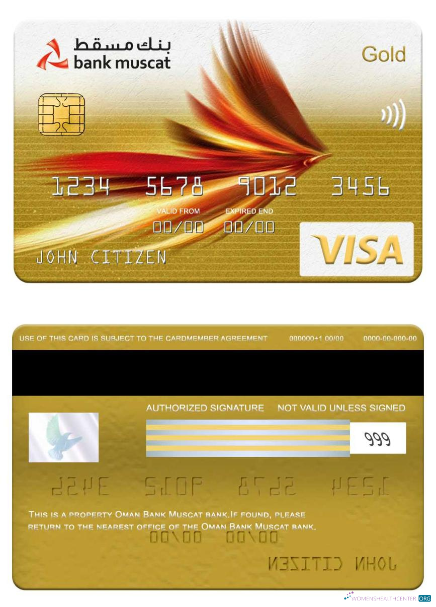 Editierbare Herunterladen Oman Bank Muscat Bank Visa Gold Karte Photoshop Vorlage