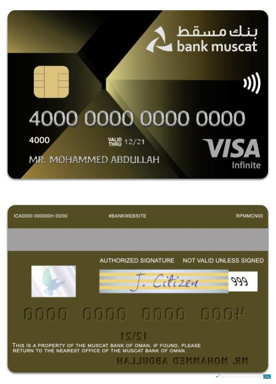 Premium Herunterladen Oman Muscat Bank Visa Infinite Kredit Karte Photoshop Vorlage
