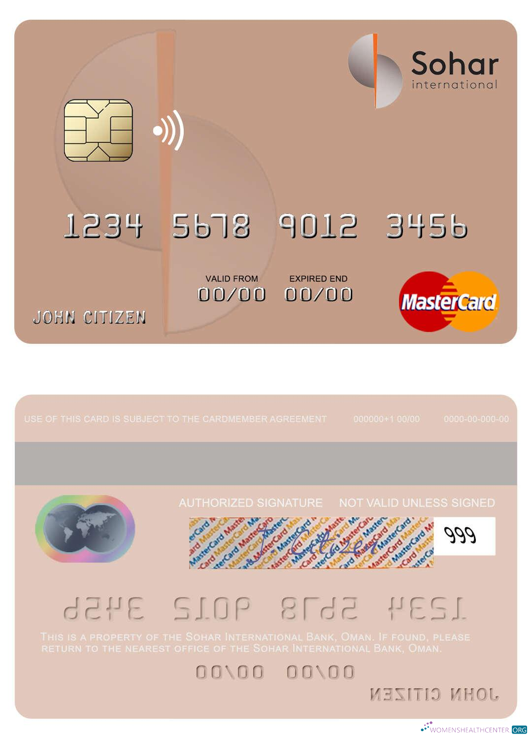 Hochwertige Herunterladen Oman Sohar Internationale Bank Mastercard Photoshop Vorlage