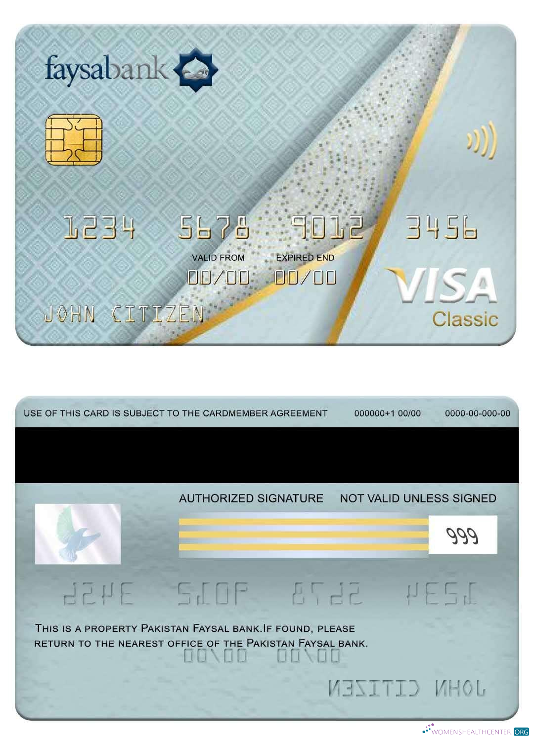 Hochwertige Herunterladen Pakistan Faysal Bank Visa Classic Karte Photoshop Vorlage