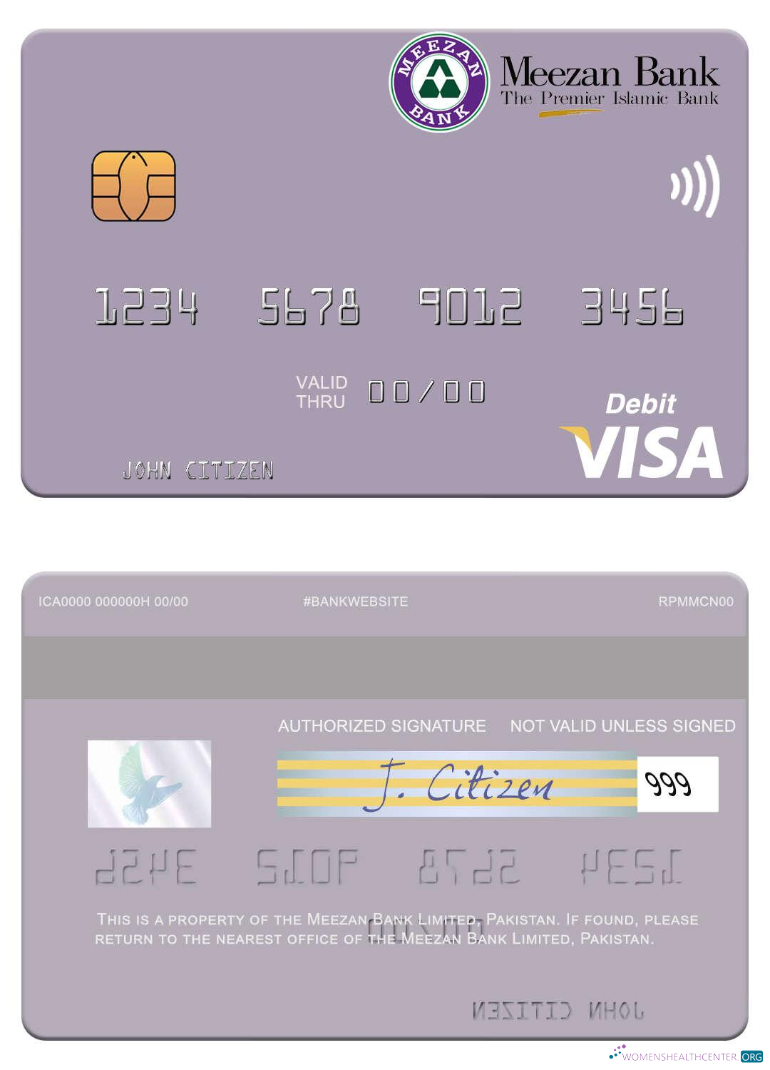 Realistische Herunterladen Pakistan Meezan Bank GmbH Visa Debit Karte Photoshop Vorlage
