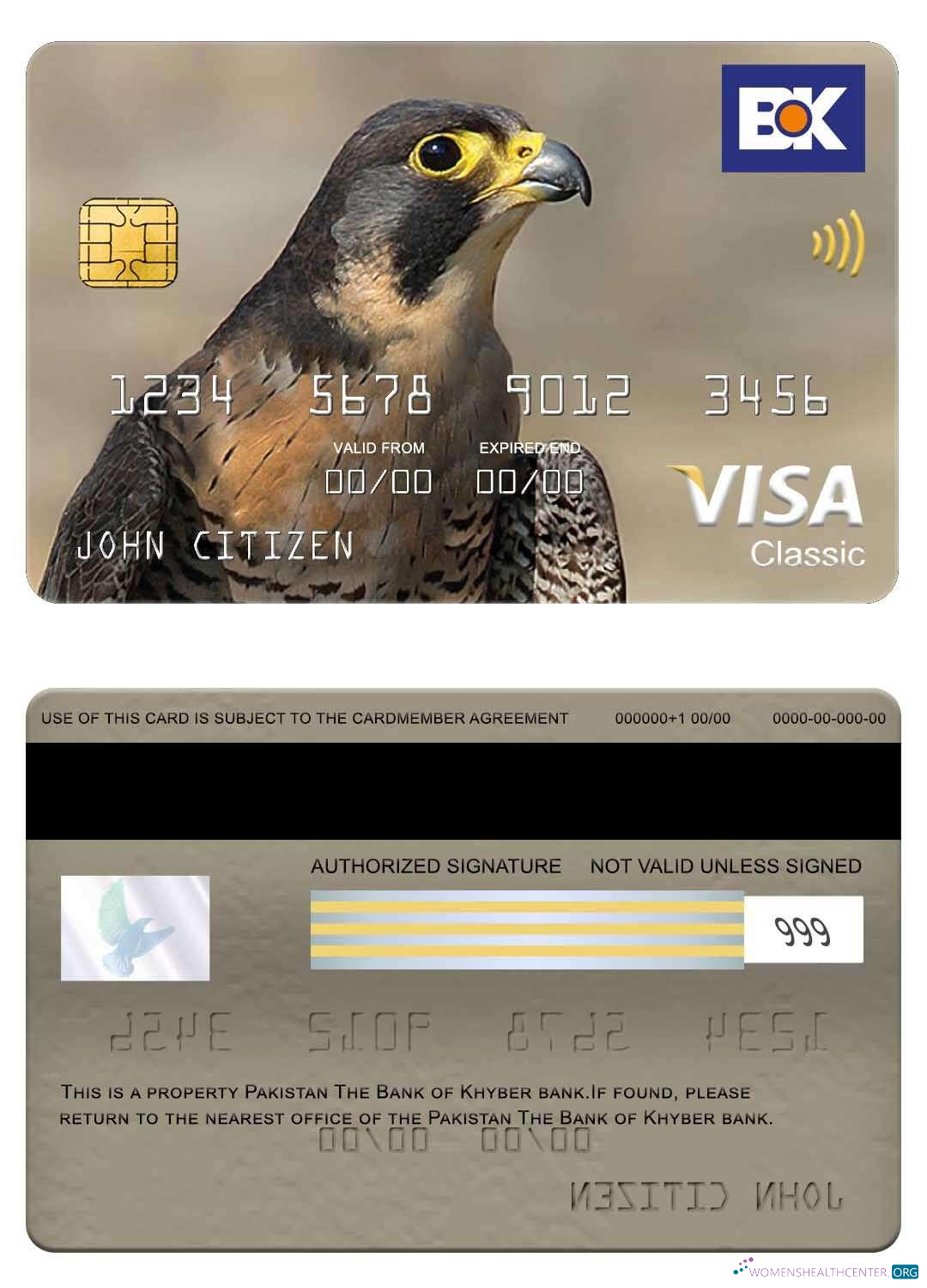 Professionelle Herunterladen Pakistan The Bank von Khyber Bank Visa Classic Karte Photoshop Vorlage