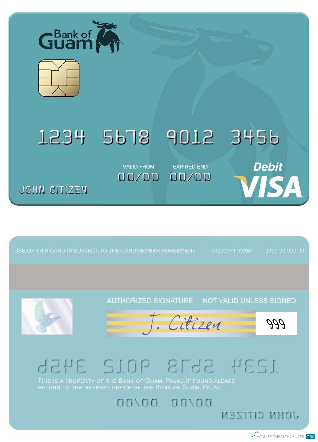 Premium Herunterladen Palau Bank von Guam Visa Debit Karte Photoshop Vorlage