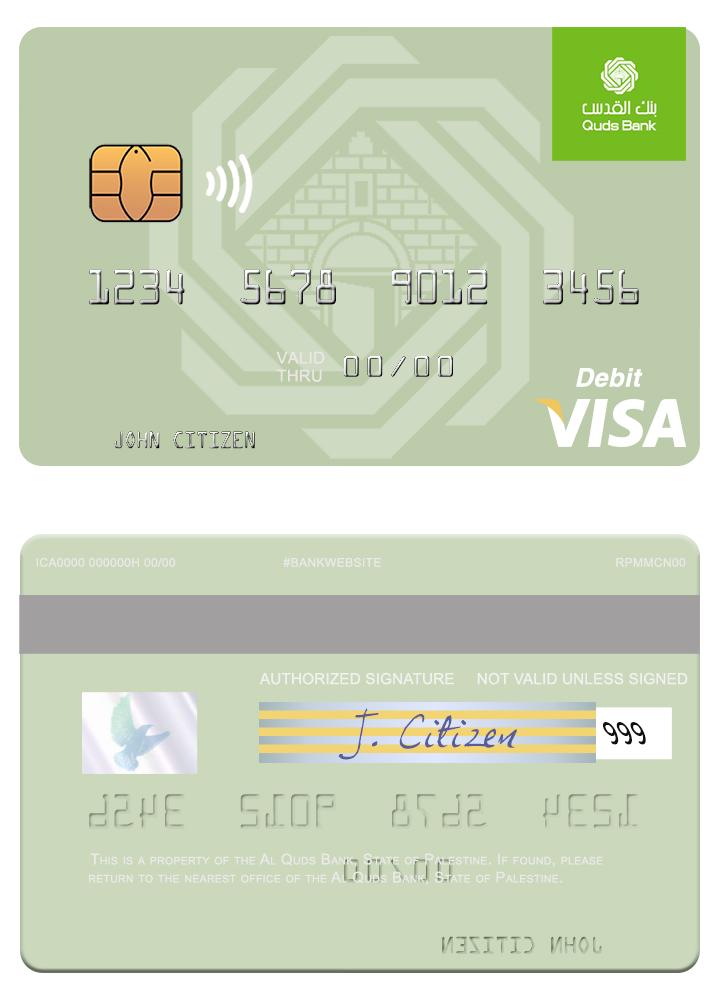 Editierbare Herunterladen Palestine Al Quds Bank Visa Debit Karte Photoshop Vorlage