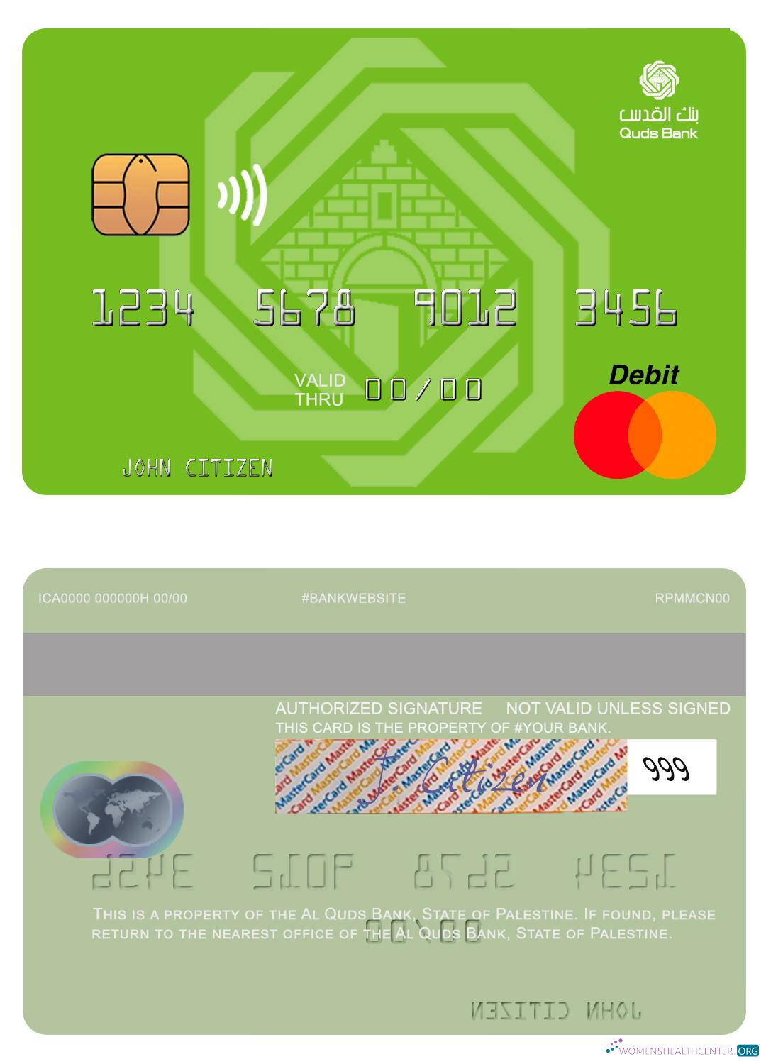 Realistische Herunterladen Palestine Al Quds Bank Mastercard Photoshop Vorlage