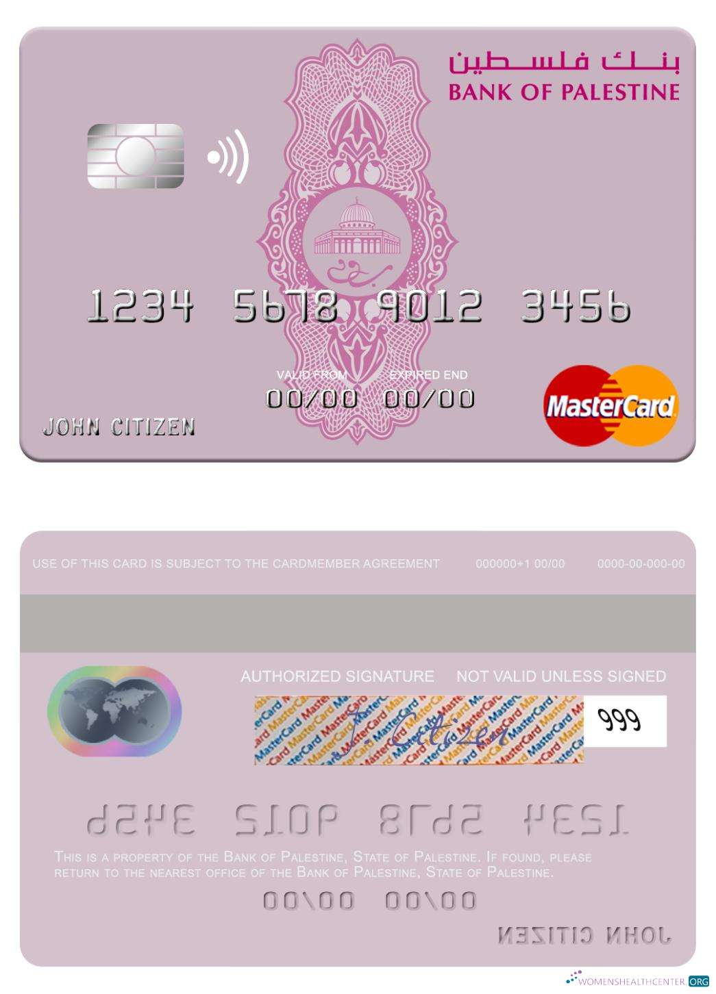 Professionelle Herunterladen Palestine Bank von Palestine Mastercard Photoshop Vorlage