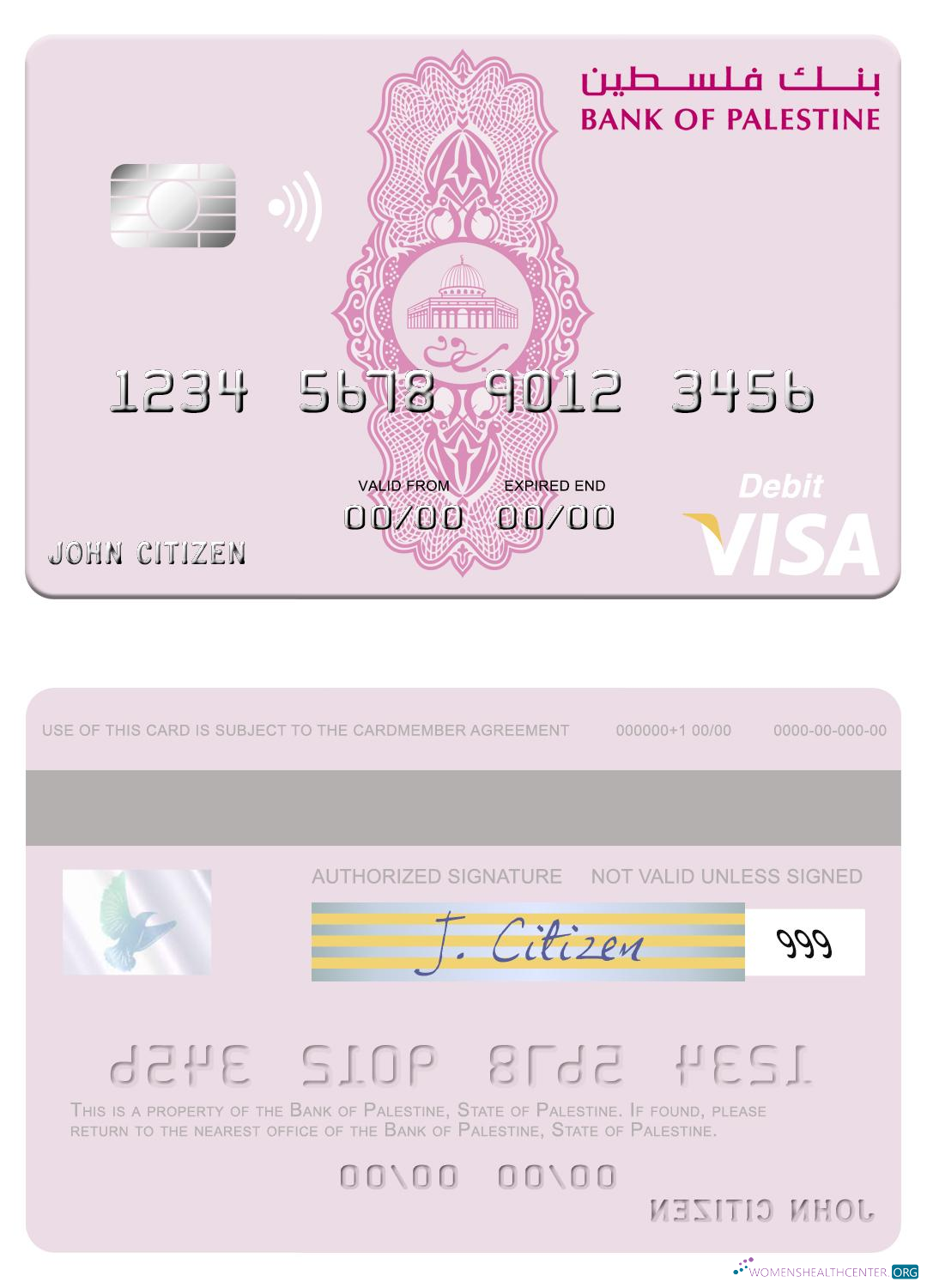 Editierbare Herunterladen Palestine Bank von Palestine Visa Debit Karte Photoshop Vorlage