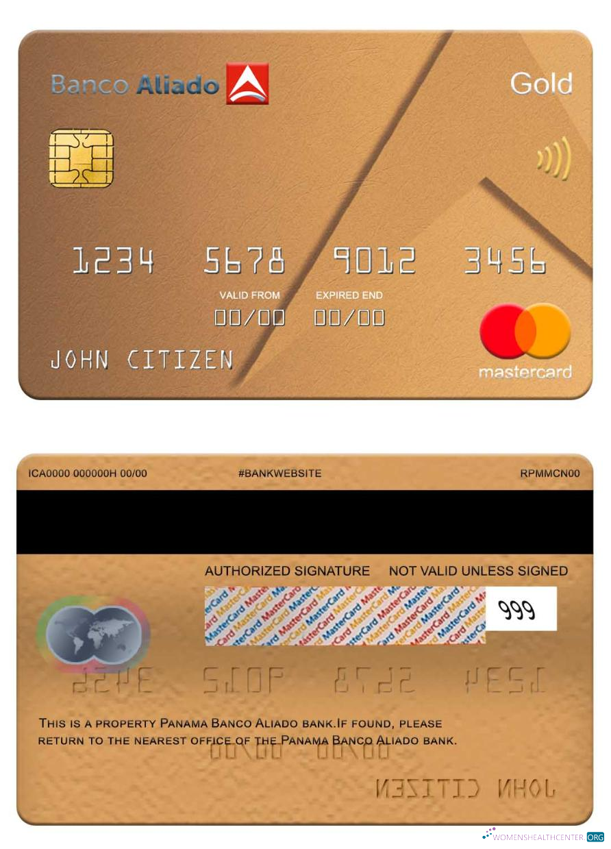 Editierbare Herunterladen Panama Banco Aliado Bank Mastercard Photoshop Vorlage