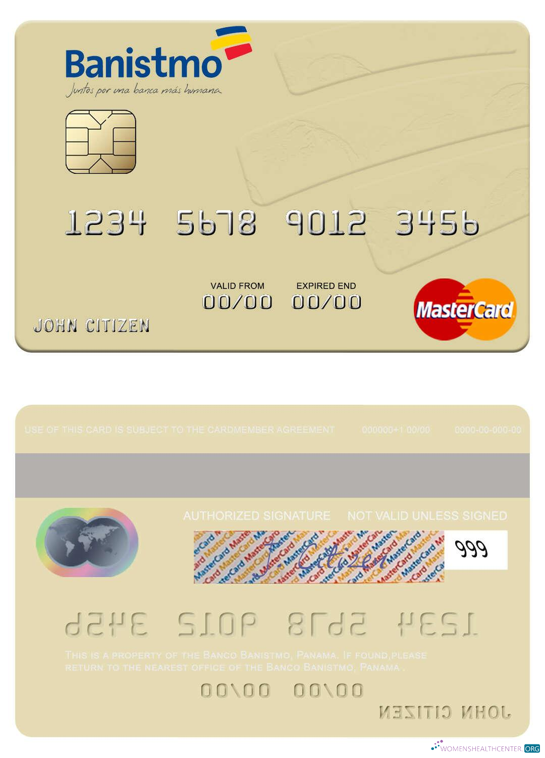 Professionelle Herunterladen Panama Banco Banistmo Mastercard Photoshop Vorlage