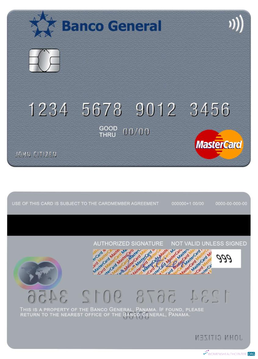 Realistische Herunterladen Panama Banco General Mastercard Photoshop Vorlage