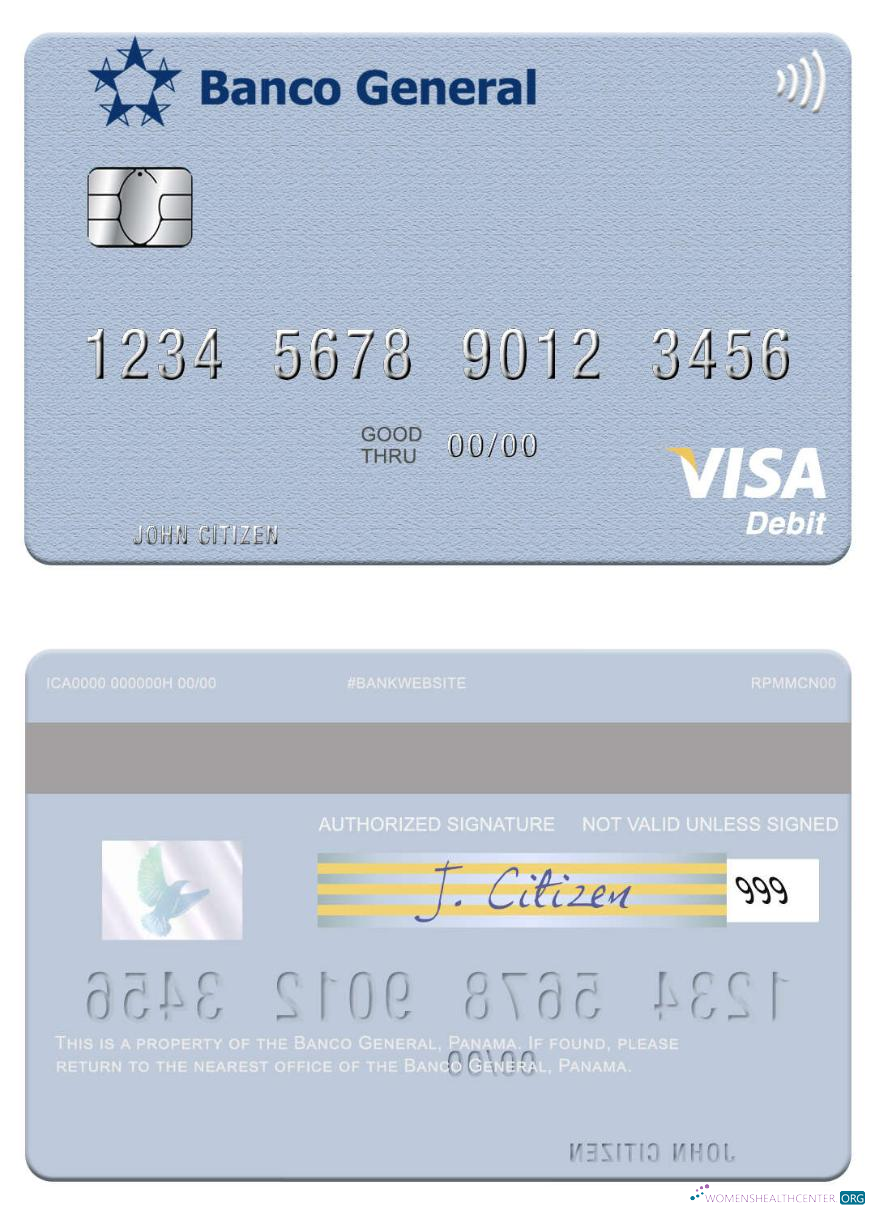 Premium Herunterladen Panama Banco General Visa Debit Karte Photoshop Vorlage