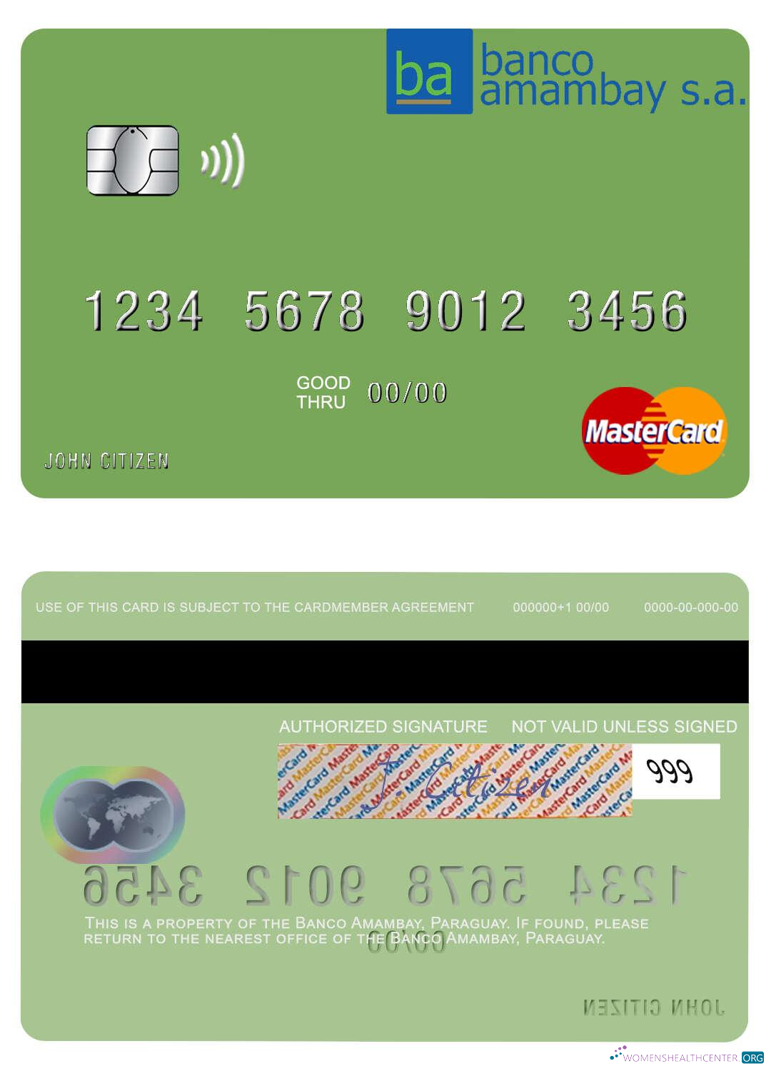 Realistische Herunterladen Paraguay Banco Amambay Mastercard Photoshop Vorlage
