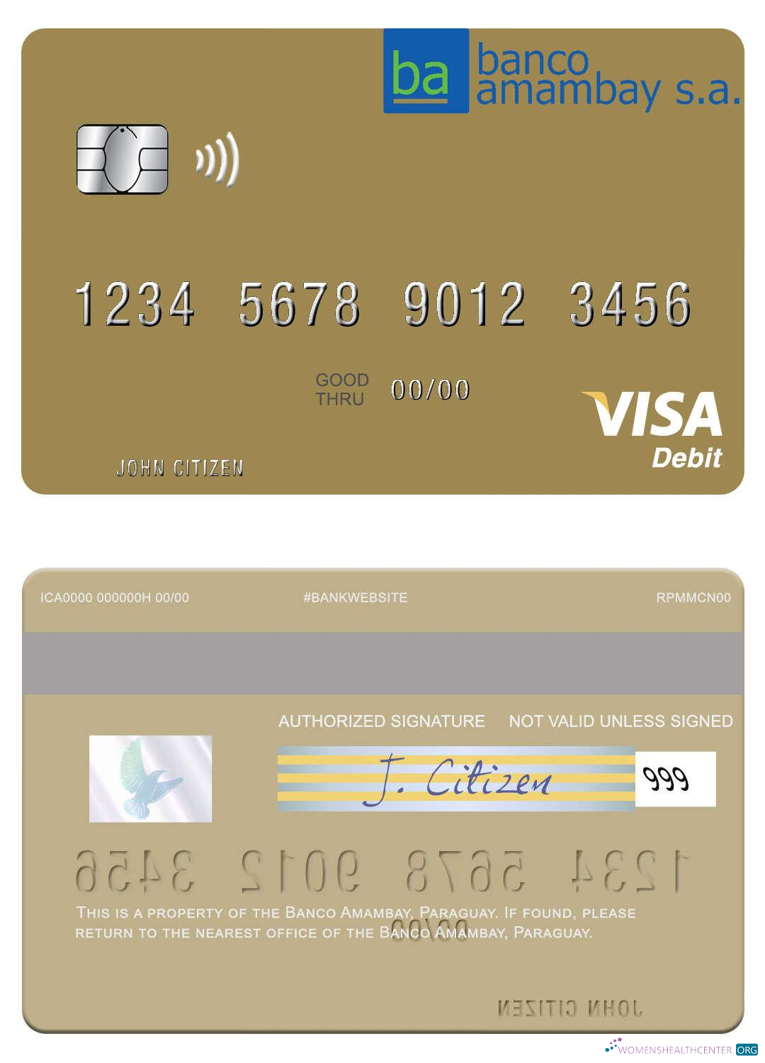 Hochwertige Herunterladen Paraguay Banco Amambay Visa Debit Karte Photoshop Vorlage