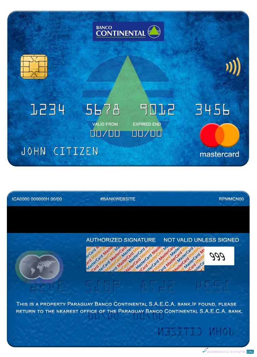 Realistische Herunterladen Paraguay Banco Continental S.A.E.C.A. Bank Mastercard Photoshop Vorlage
