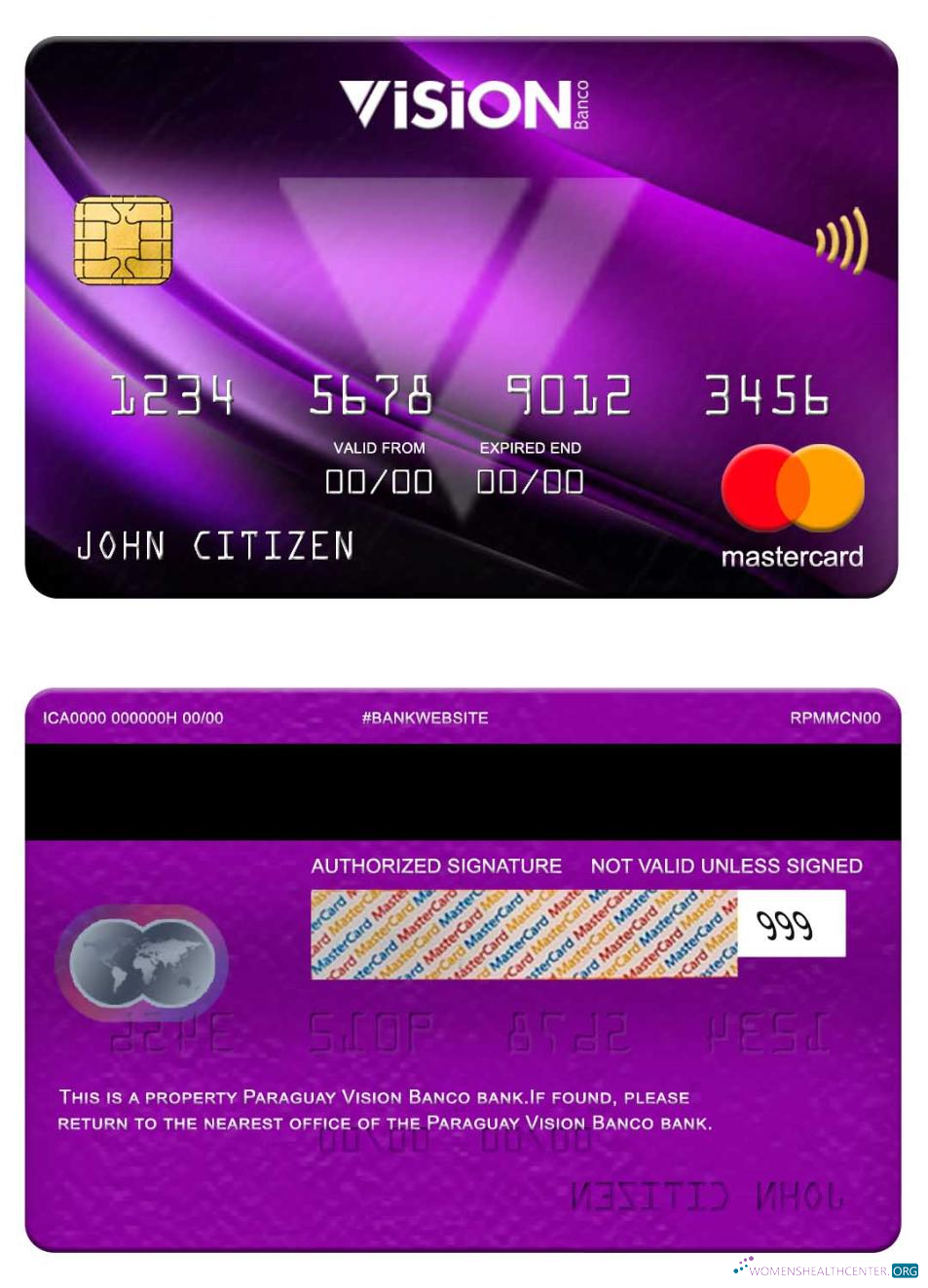 Editierbare Herunterladen Paraguay Vision Banco Bank Mastercard Photoshop Vorlage