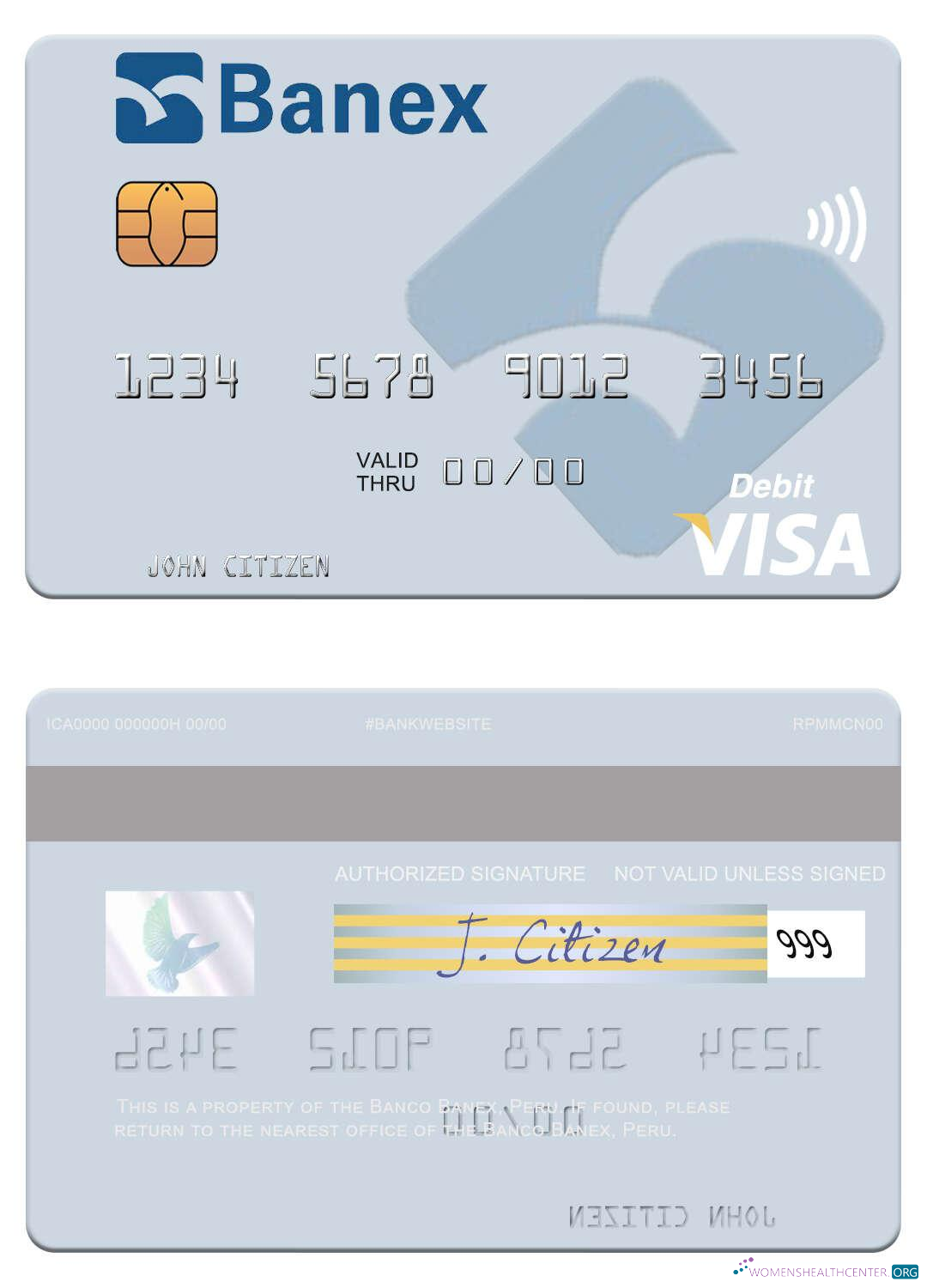 Professionelle Herunterladen Peru Banco Banex Visa Debit Karte Photoshop Vorlage