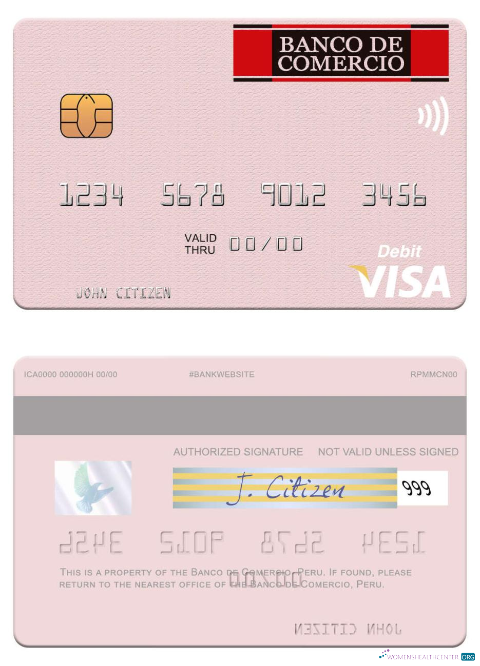 Professionelle Herunterladen Peru Banco de Comercio Visa Debit Karte Photoshop Vorlage