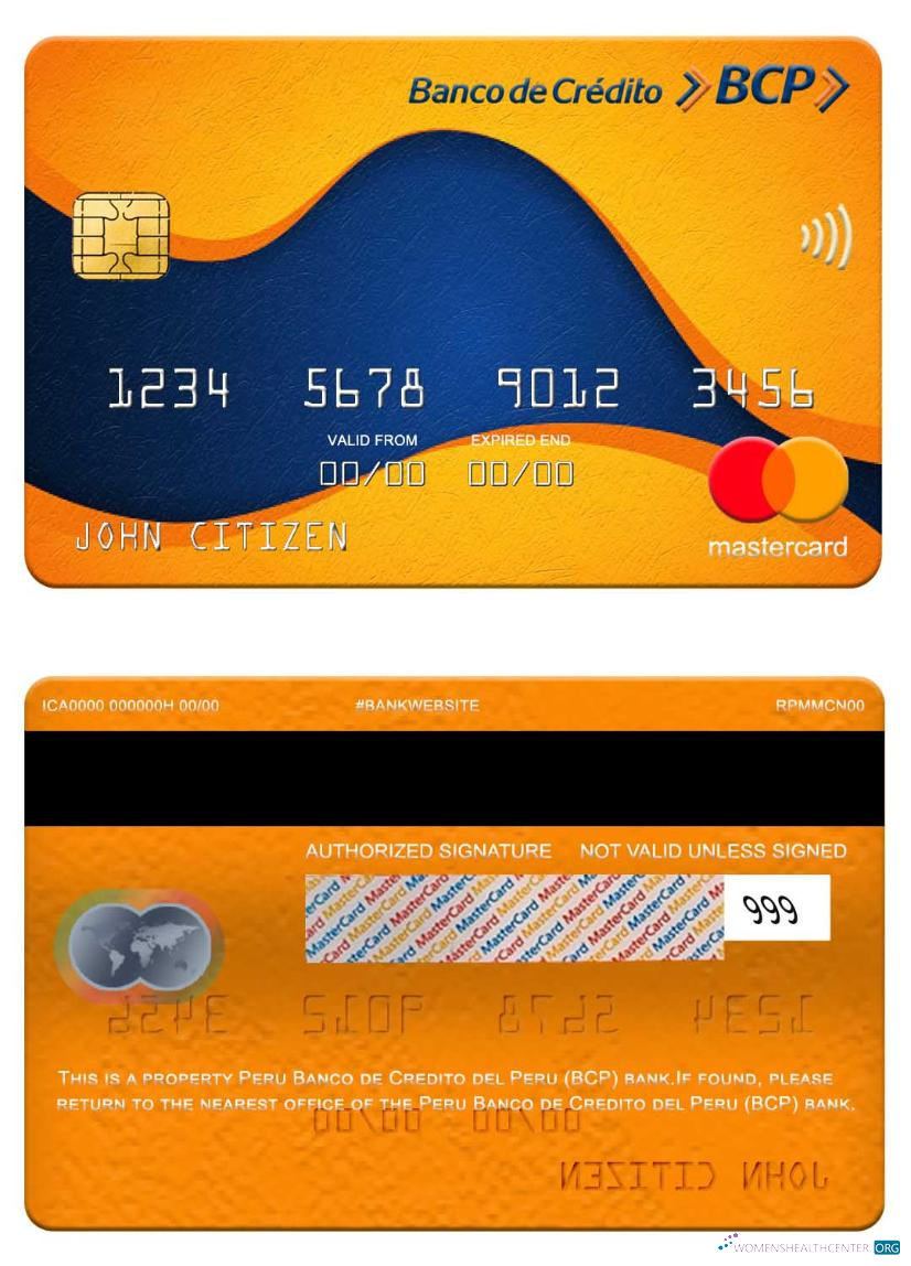 Professionelle Herunterladen Peru Banco de Credito Del Peru (BCP) Bank Mastercard Photoshop Vorlage