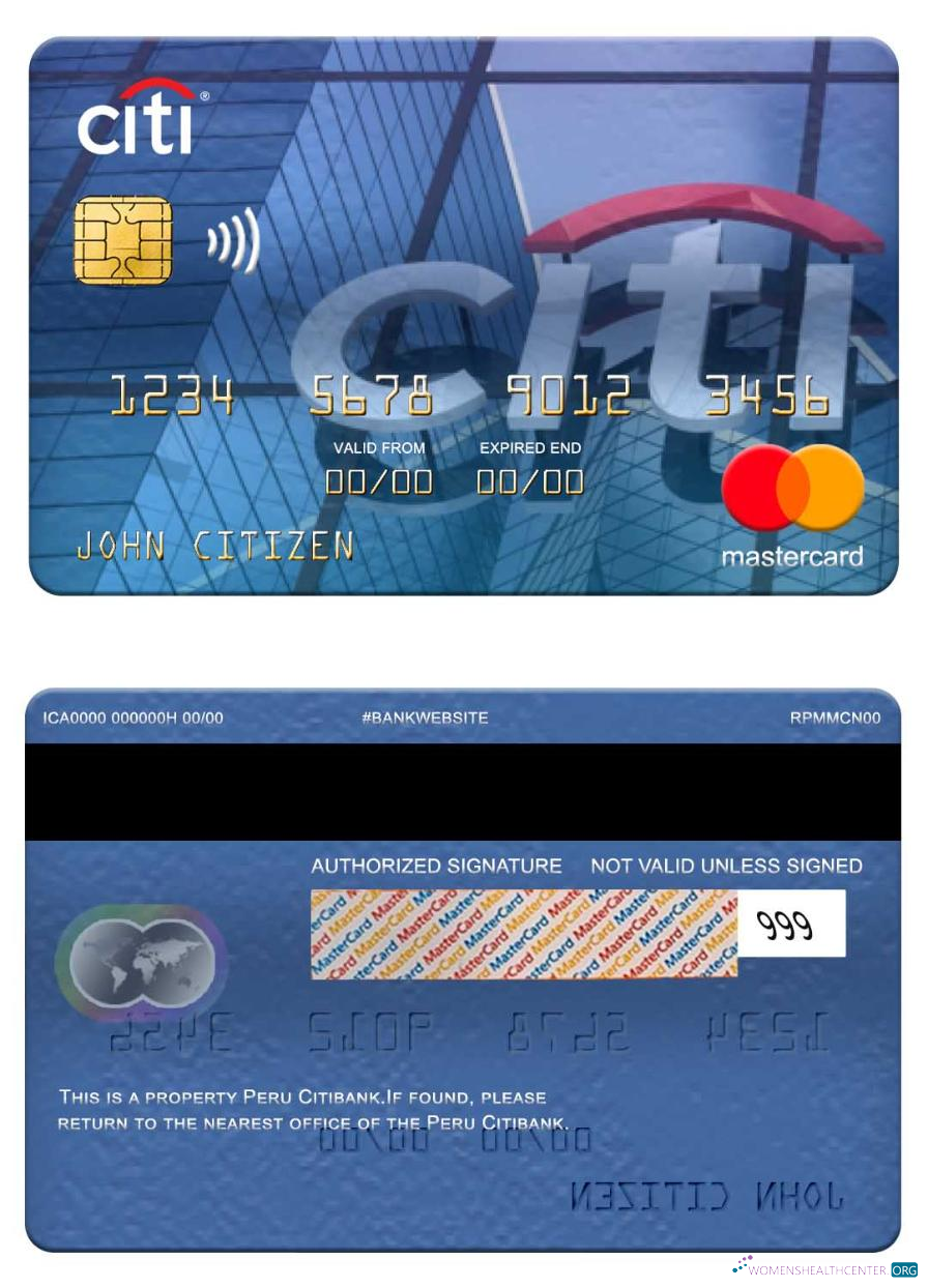 Realistische Herunterladen Peru Citibank Mastercard Photoshop Vorlage