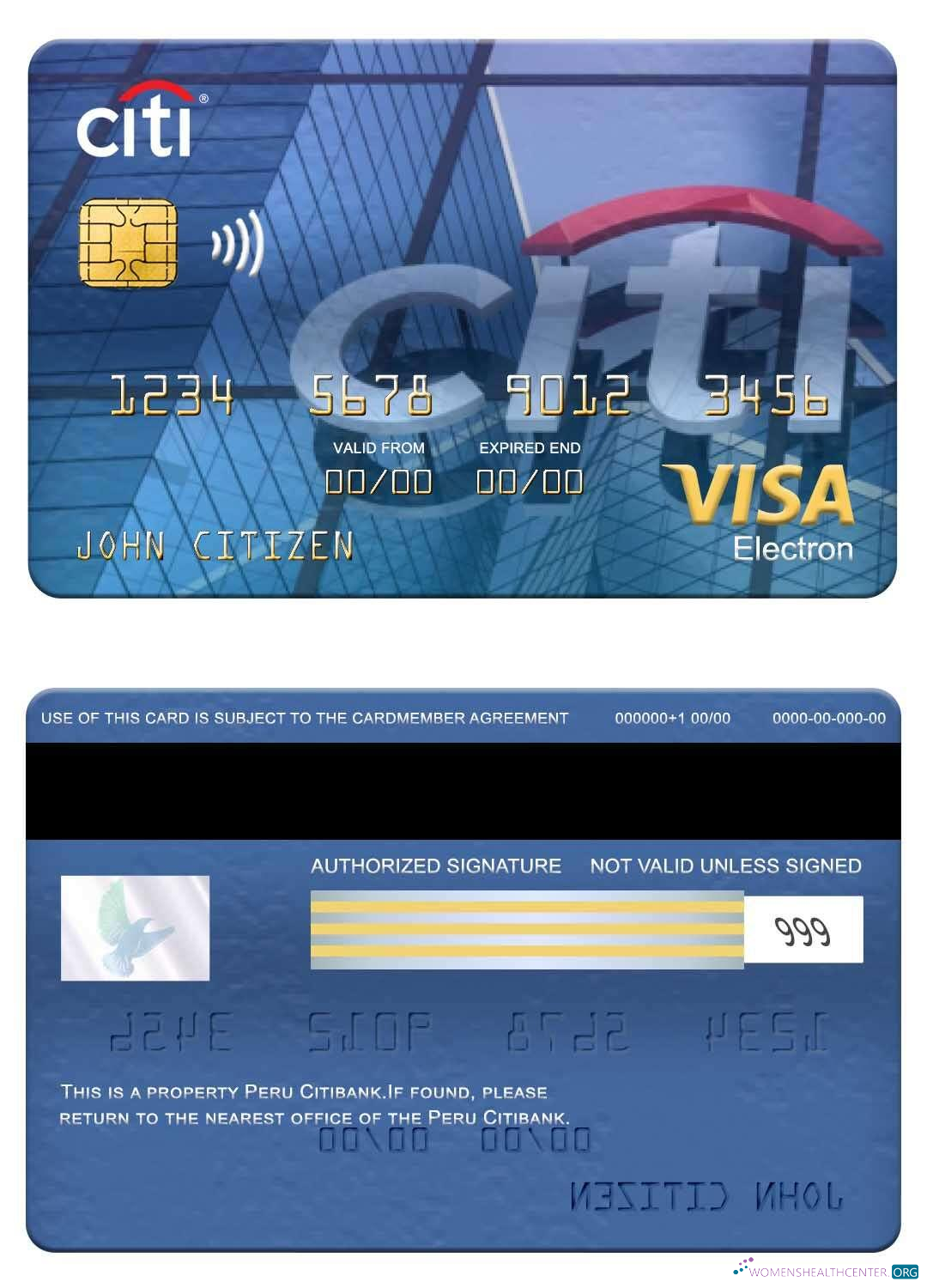 Hochwertige Herunterladen Peru Citibank Visa Electron Karte Photoshop Vorlage