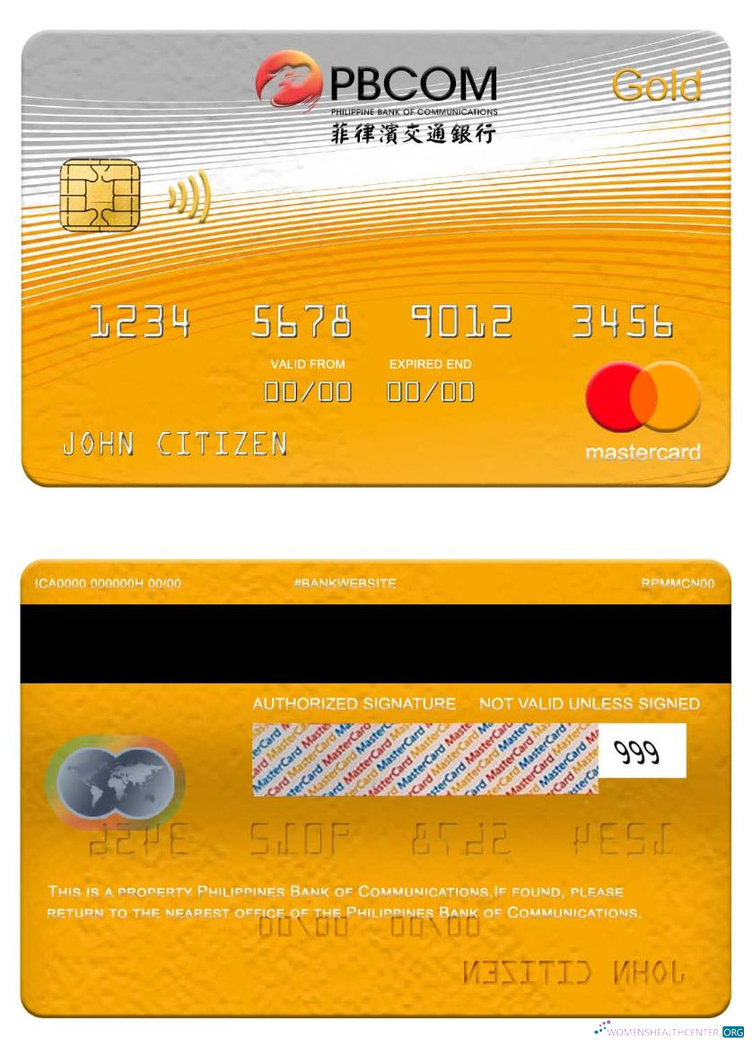 Realistische Herunterladen Philippinen Bank von Communications Mastercard Gold Photoshop Vorlage
