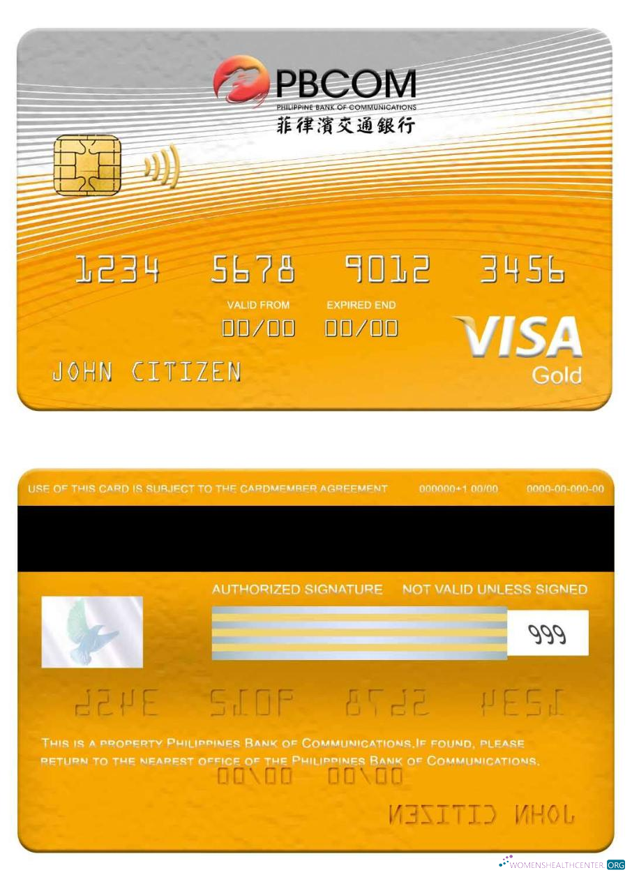 Hochwertige Herunterladen Philippinen Bank von Communications Visa Gold Karte Photoshop Vorlage