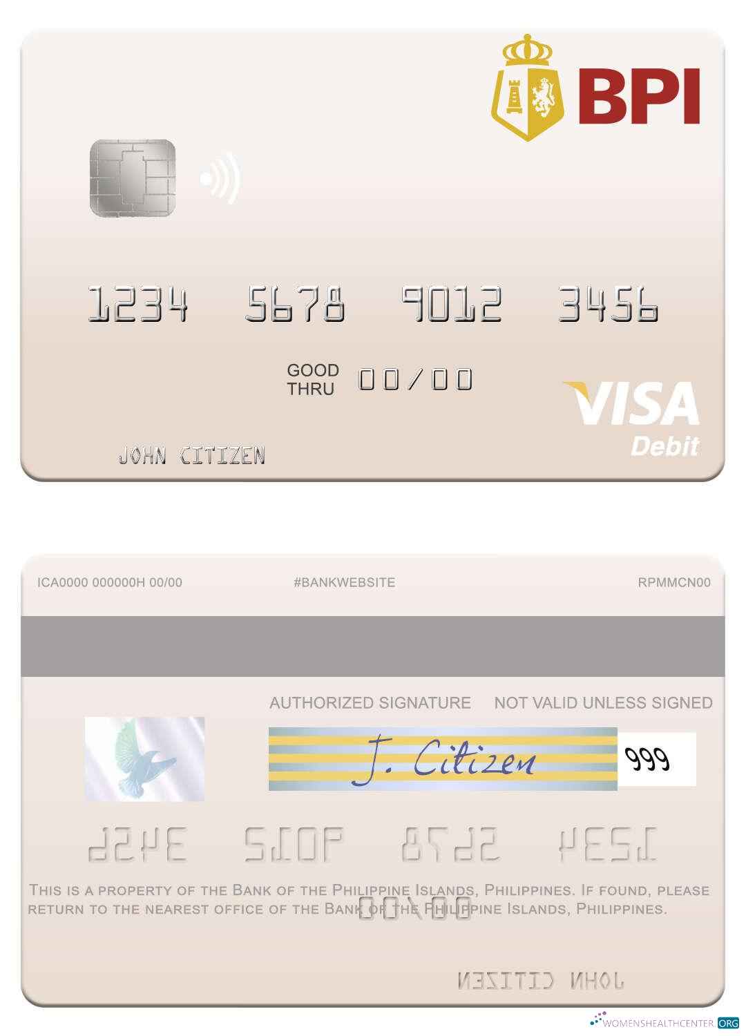 Editierbare Herunterladen Philippinen Bank von The Philippine Inseln Visa Debit Karte Photoshop Vorlage
