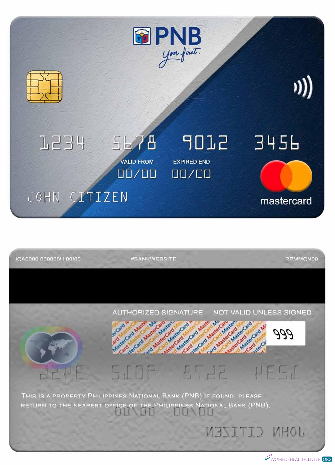 Hochwertige Herunterladen Philippinen National Bank (PNB) Mastercard Photoshop Vorlage