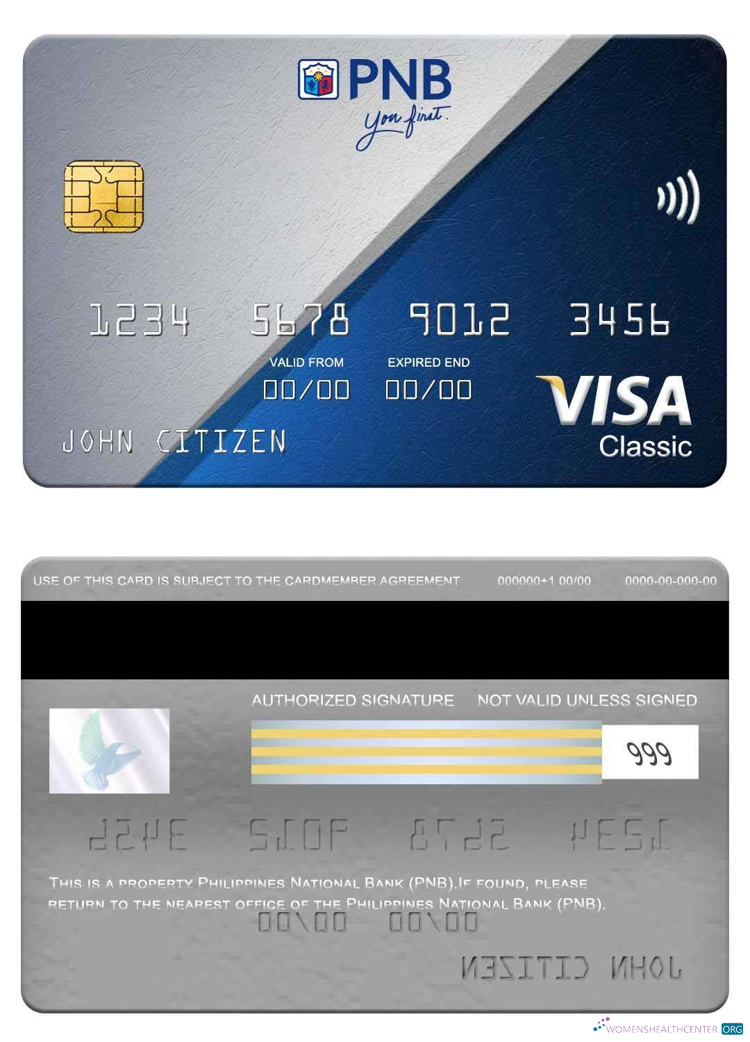 Premium Herunterladen Philippinen National Bank (PNB) Visa Classic Karte Photoshop Vorlage