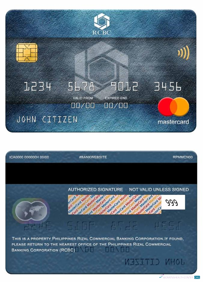 Realistische Herunterladen Philippinen Rizal Kommerziell Banking Konzern (RCBC) Mastercard Photoshop Vorlage
