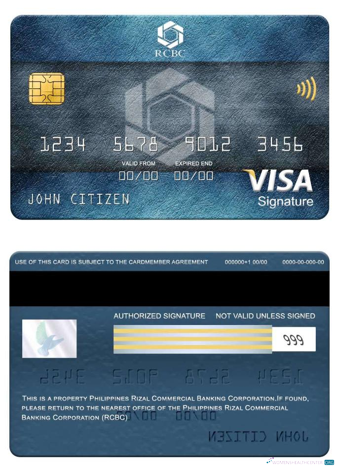 Hochwertige Herunterladen Philippinen Rizal Kommerziell Banking Konzern (RCBC) Visa Signature Karte Photoshop Vorlage