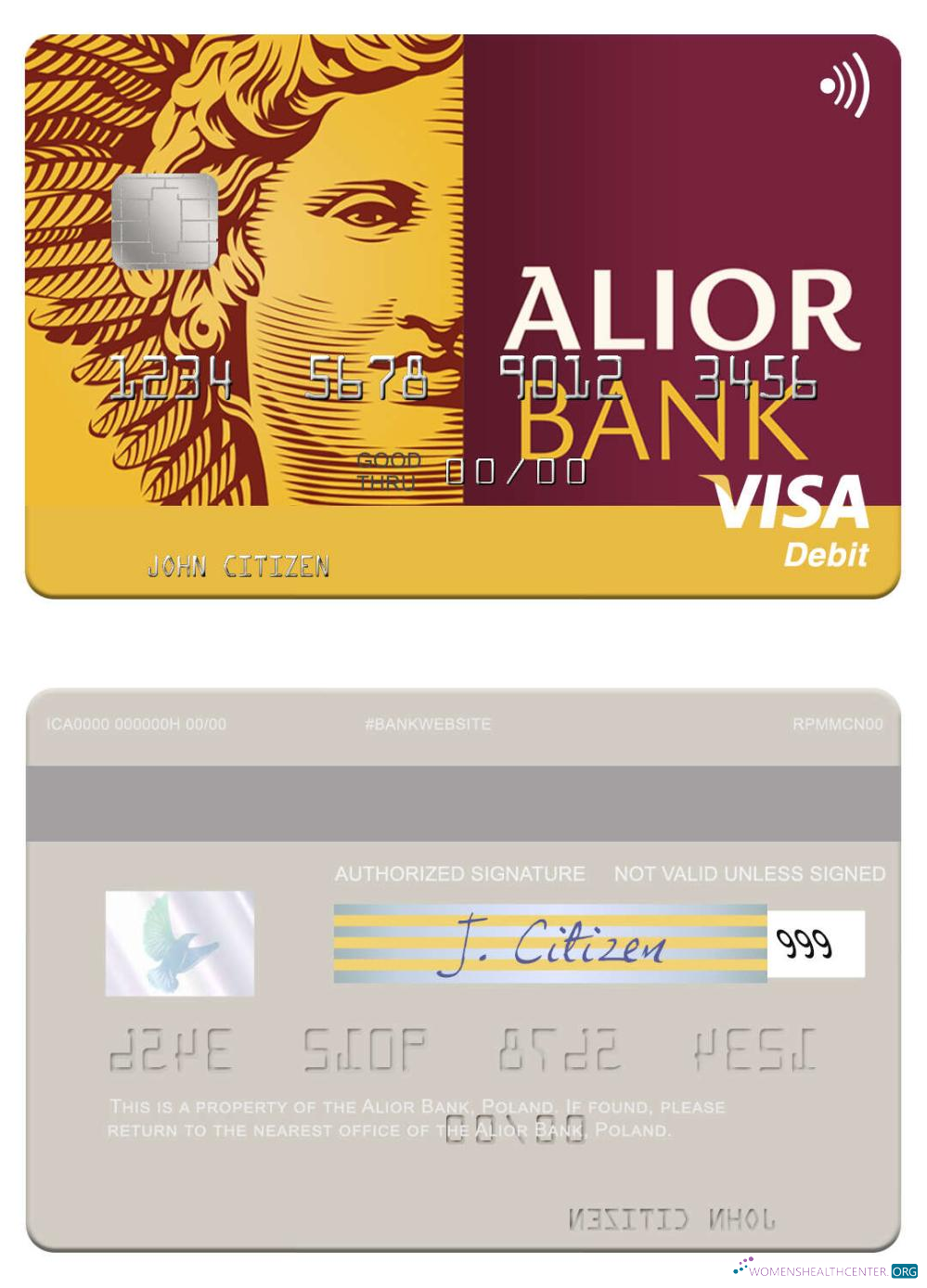 Premium Herunterladen Polen Alior Bank Visa Debit Karte Photoshop Vorlage