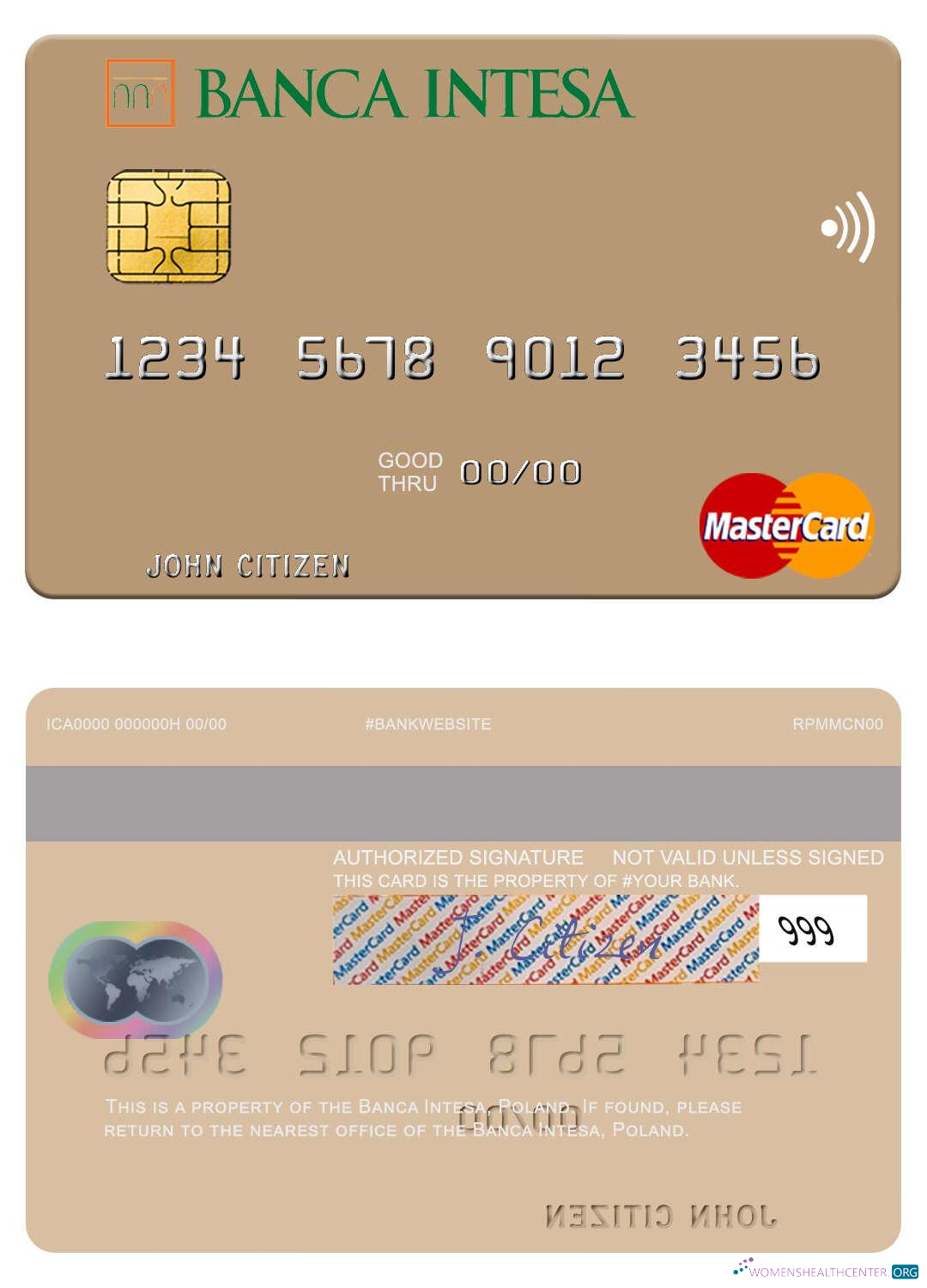 Editierbare Herunterladen Polen Banca Intesa Mastercard Photoshop Vorlage