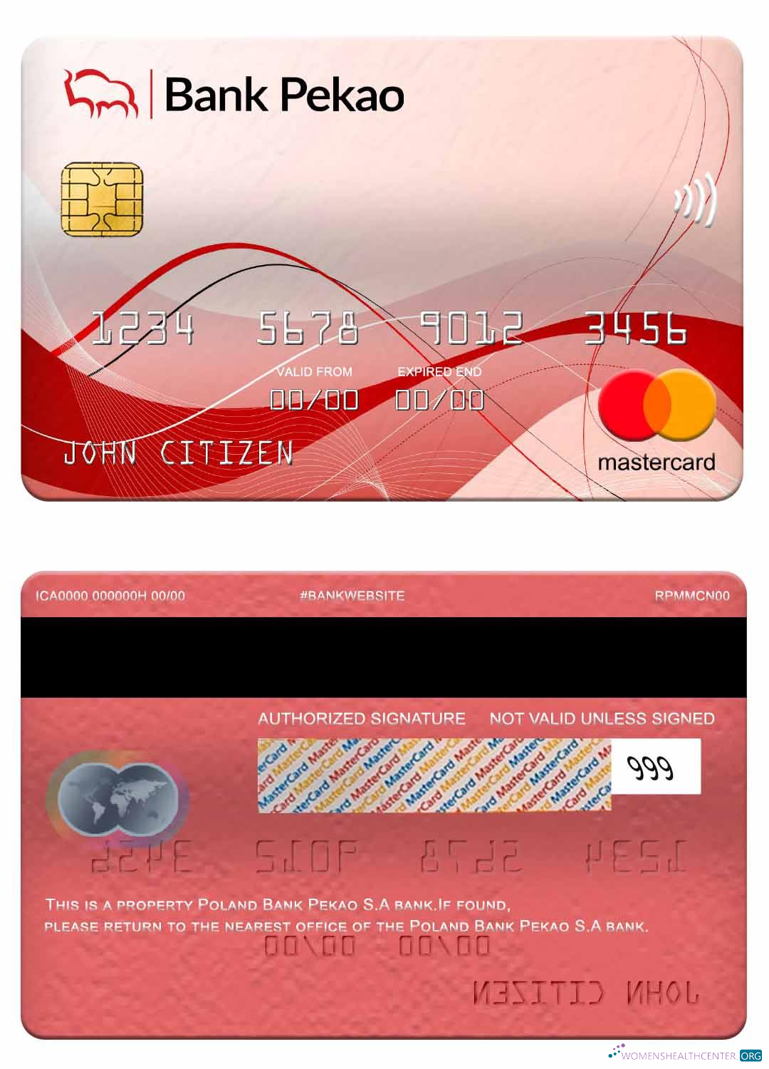 Professionelle Herunterladen Polen Bank Pekao S.A Bank Mastercard Photoshop Vorlage