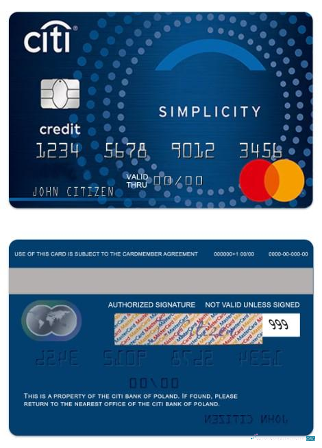 Professionelle Herunterladen Polen Citibank Simplicity Mastercard Photoshop Vorlage