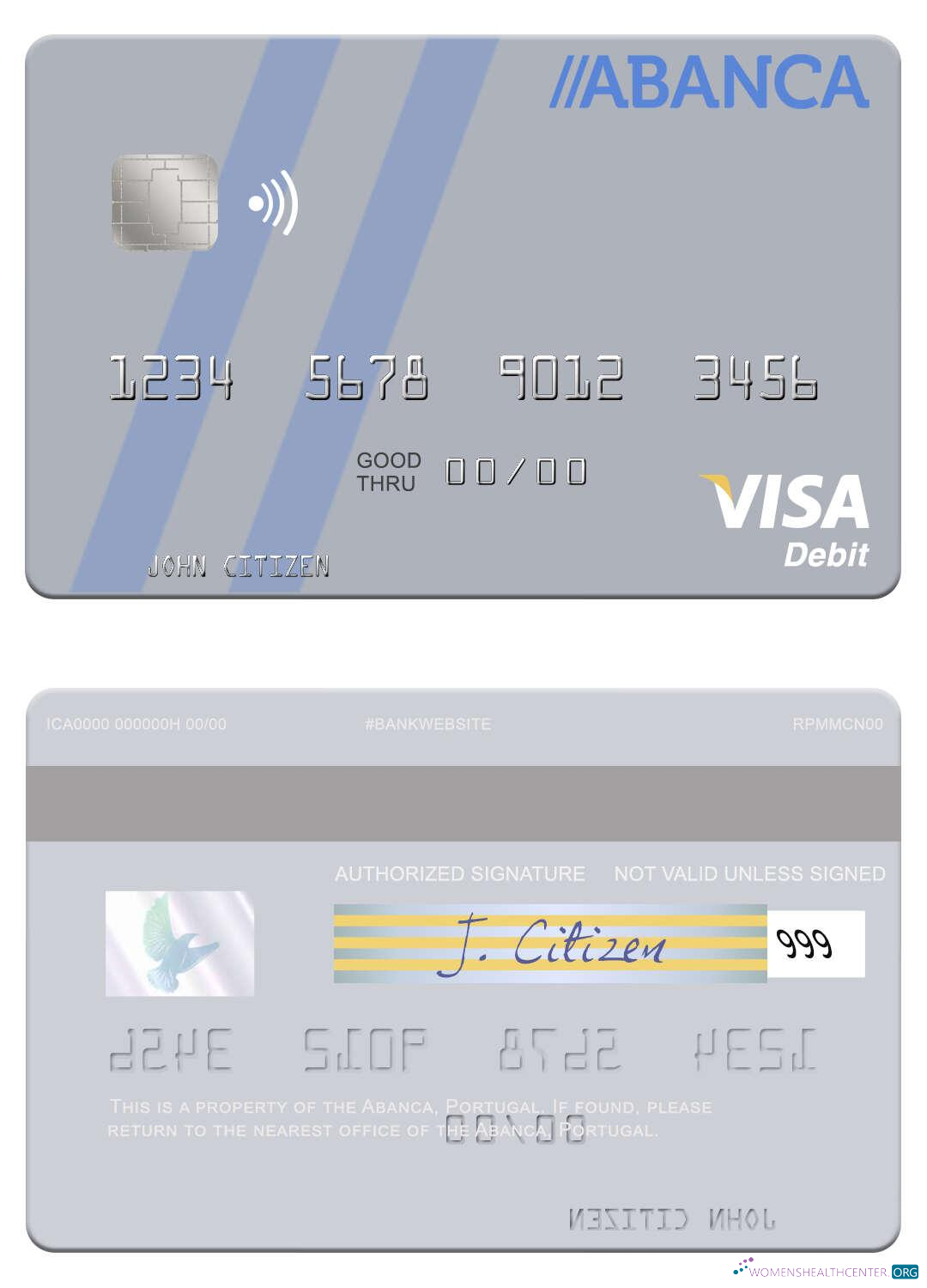 Professionelle Herunterladen Portugal Abanca Visa Debit Karte Photoshop Vorlage