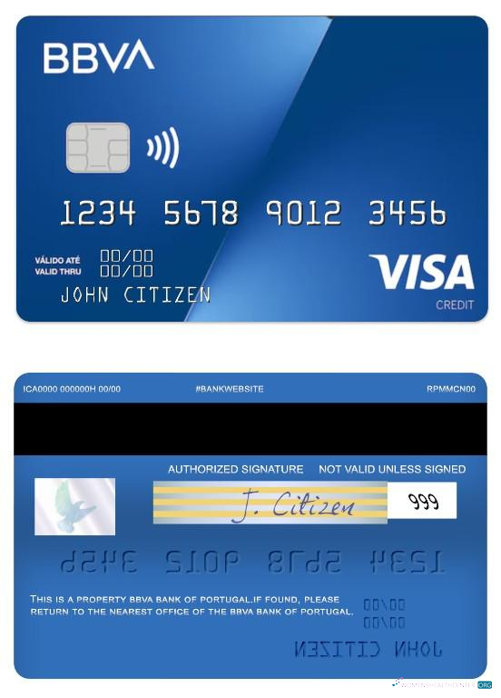 Professionelle Herunterladen Portugal BBVA Bank Visa Kredit Karte Photoshop Vorlage