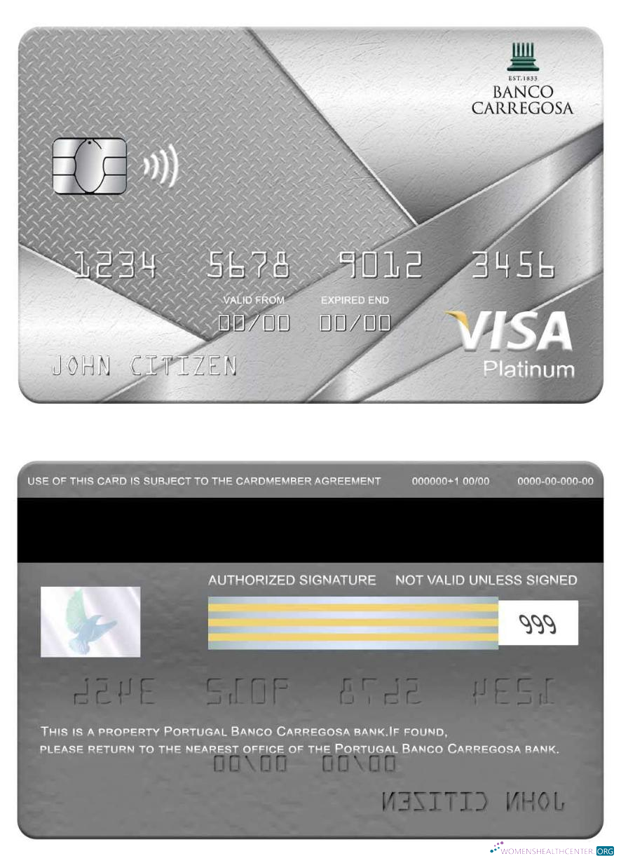 Editierbare Herunterladen Portugal Banco Carregosa Bank Visa Platin Karte Photoshop Vorlage