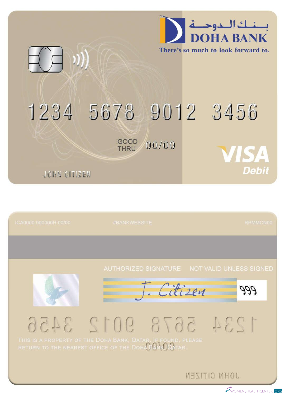 Hochwertige Herunterladen Katar Doha Bank Visa Debit Karte Photoshop Vorlage
