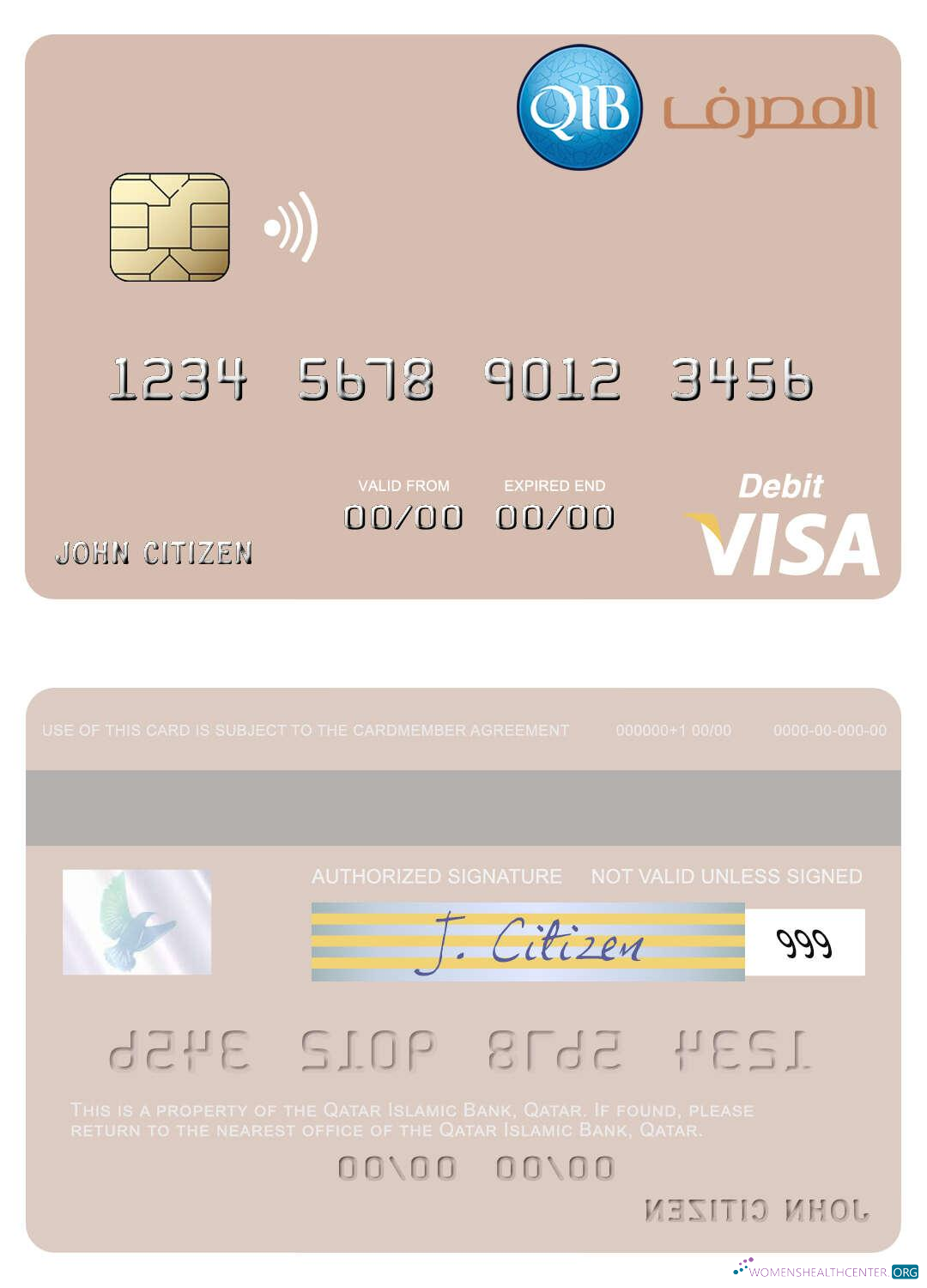 Realistische Herunterladen Katar Islamisch Bank Visa Debit Karte Photoshop Vorlage